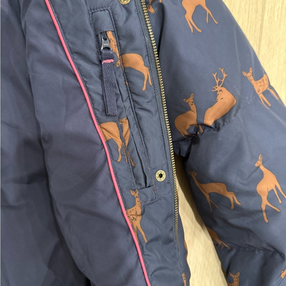 BODEN - Women's Blue Down Puffer Deer Print Jacket - Size 6 - Picture 3 of 7
